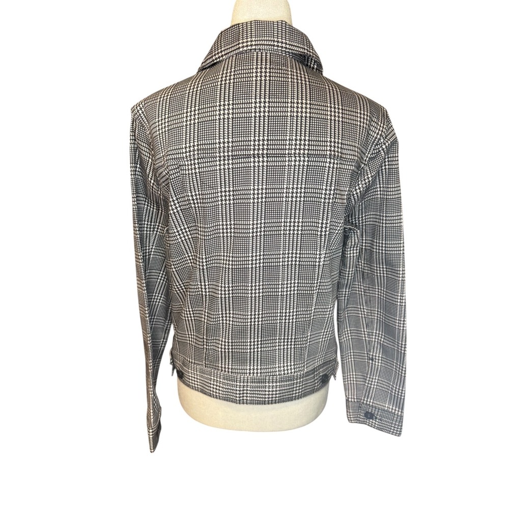 AG Adriano Goldschmied Evonne DSD Glen Plaid Button Front Jacket Black White S - Picture 3 of 8